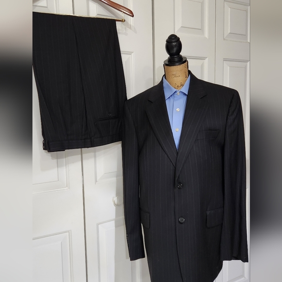 Jack Victor Suit Red Grey Pin striped suit pants 38R Men's Suit jacket 43R - Picture 3 of 11